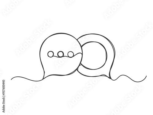 Continuous one line drawing speech bubble symbol isolated vector illustration.