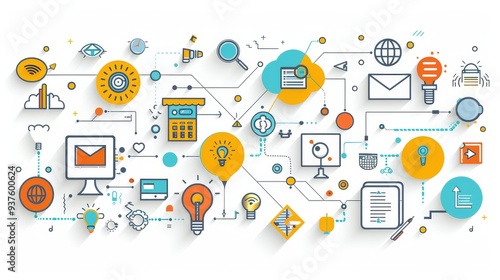 The Voice of Digital Marketing A vibrant megaphone broadcasts a symphony of online marketing icons, symbolizing the power of reaching your target audience in the digital age.