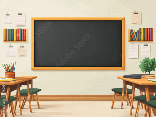 Blank blackboard in flat style.