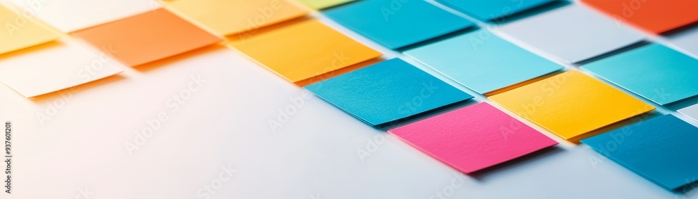 A vibrant arrangement of colorful sticky notes on a clean background, ideal for brainstorming and organization concepts. A vibrant arrangement of colorful sticky notes on a clean background, ideal for brainstorming and organization concepts.