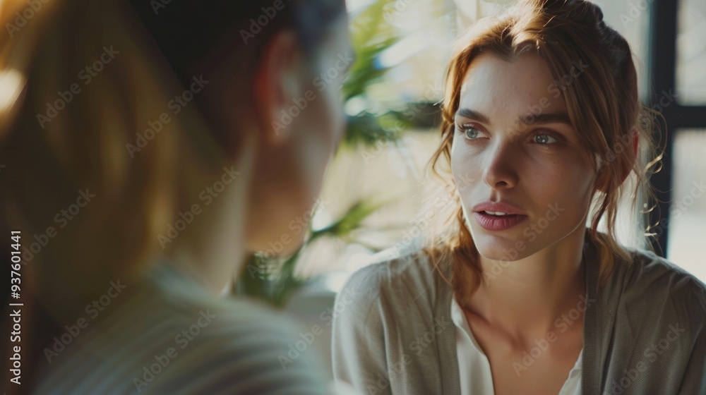 A female psychologist and a patient sit on a sofa. Talk and listen closely to the thoughts of patients who come to consult during psychotherapy at the hospital. A female psychologist and a patient sit on a sofa. Talk and listen closely to the thoughts of patients who come to consult during psychotherapy at the hospital.