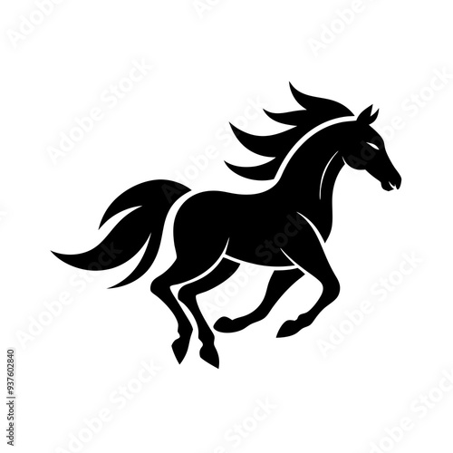 A persuasive, trendy logo of a galloping horse for equestrian clubs.