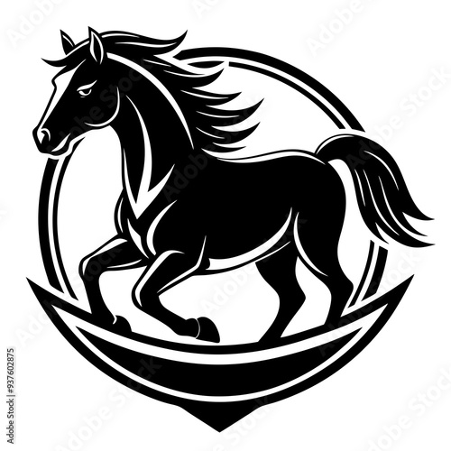 A persuasive, trendy logo of a galloping horse for equestrian clubs.