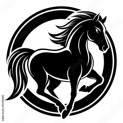 A persuasive, trendy logo of a galloping horse for equestrian clubs.