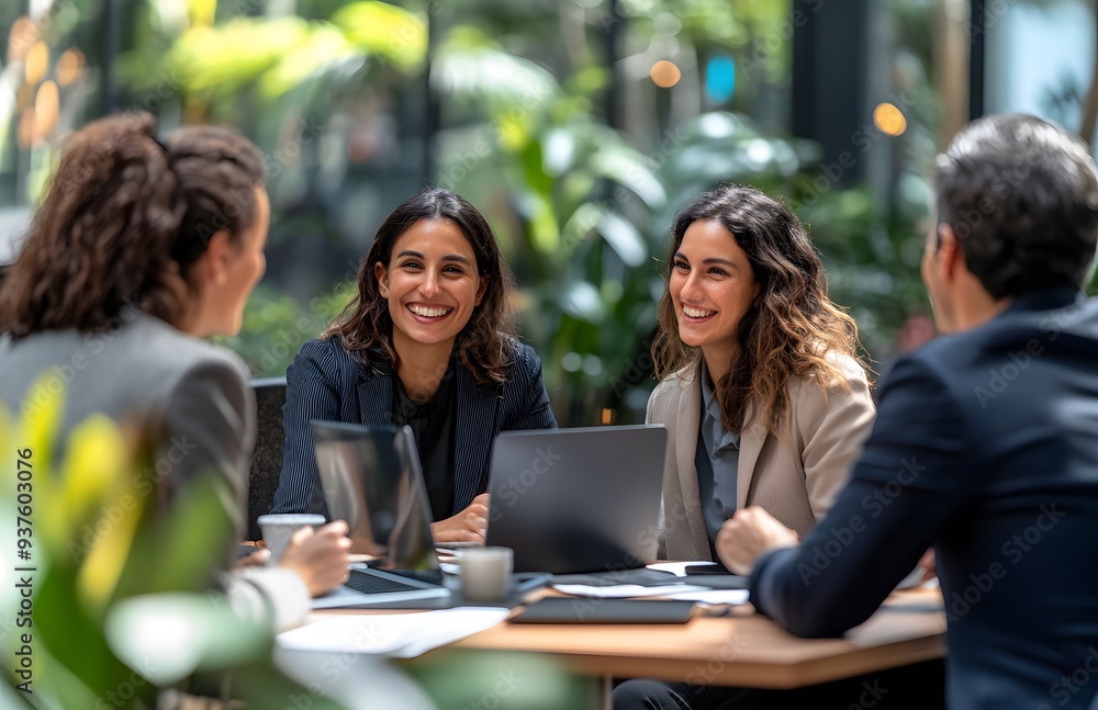 Happy business team of multiethnic people having a meeting in the office Happy business team of multiethnic people having a meeting in the office