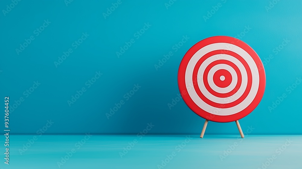 A vibrant target design in red and white against a bright blue background, symbolizing focus and goal achievement. A vibrant target design in red and white against a bright blue background, symbolizing focus and goal achievement.