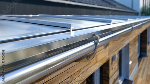 Modern Rain Gutter System on Residential Building