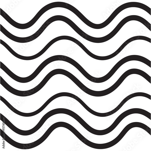 Thin line wavy abstract vector background. Curve wave seamless pattern.  Line art striped Vector illustration.