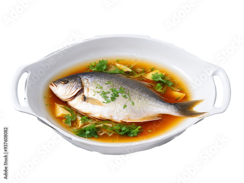 Tai No Nitsuke Simmered sea bream in a light soy based broth served photo