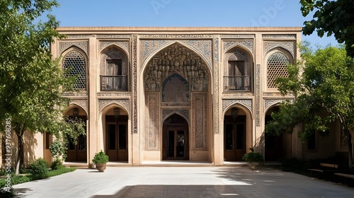 Impressive Ornate Entrance of a Historic Middle Eastern Palace Courtyard