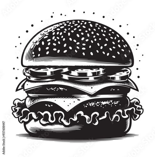 Wallpaper Mural Best Burger vector illustration, silhouette on white background Torontodigital.ca