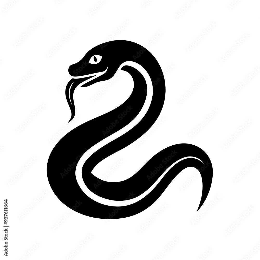 Naklejka premium black and white snake