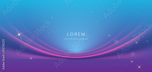 Luxury light blue background with red curve line lighting effect sparkle. Template premium award ceremony design.