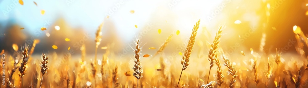 Golden wheat field basking in warm sunlight under a clear blue sky, capturing the essence of nature's beauty and tranquility. Golden wheat field basking in warm sunlight under a clear blue sky, capturing the essence of nature's beauty and tranquility.