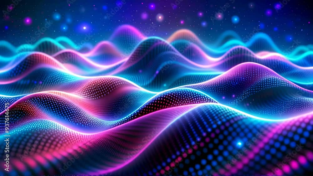 Abstract blue-purple background with neon waves Abstract blue-purple background with neon waves