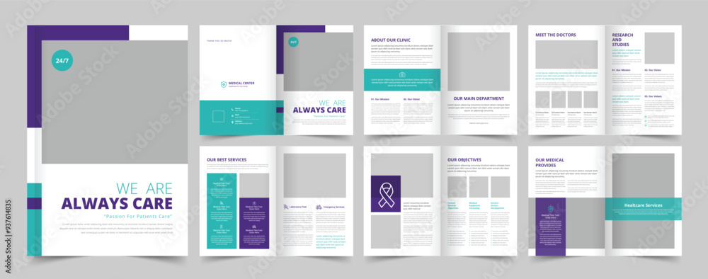 Medical Brochure Template, Hospital Brochure Layout, A4 Template, 12 Page Medical Brochure Template, Hospital Brochure Layout, A4 Template, 12 Page