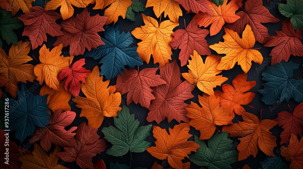 Vibrant autumn leaves in varying colors create a beautiful natural pattern, showcasing the essence of fall. Vibrant autumn leaves in varying colors create a beautiful natural pattern, showcasing the essence of fall.