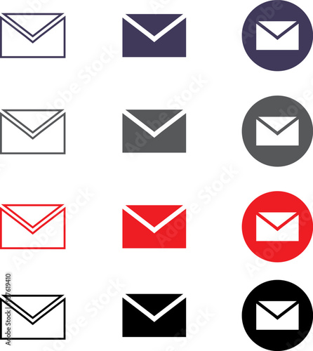 Message envelope or mail line art icon for apps and websites