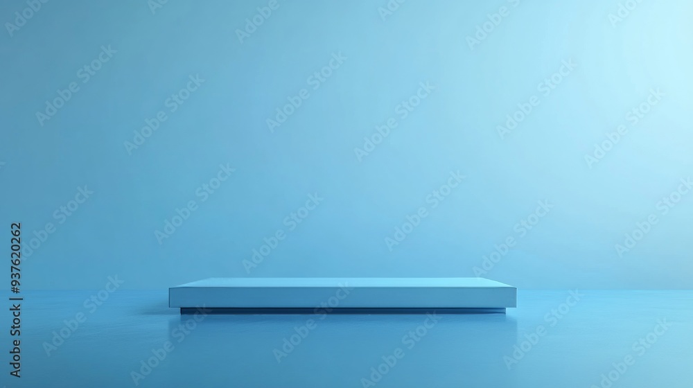 A blue wall with a white box on it A blue wall with a white box on it