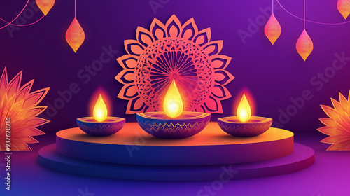 Diwali festival, Diwali lamp background with candles and lights, for Diwali festival celebration photo