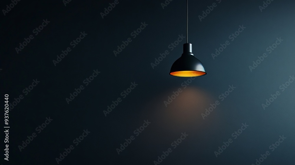 A black lamp is hanging from the ceiling A black lamp is hanging from the ceiling