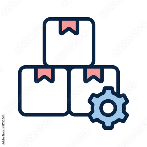 Cardboard with gear symbolizing delivery management icon, product management