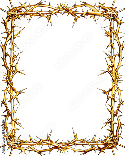 gold rectangular illustrative border made of thorns, Ai generated Images