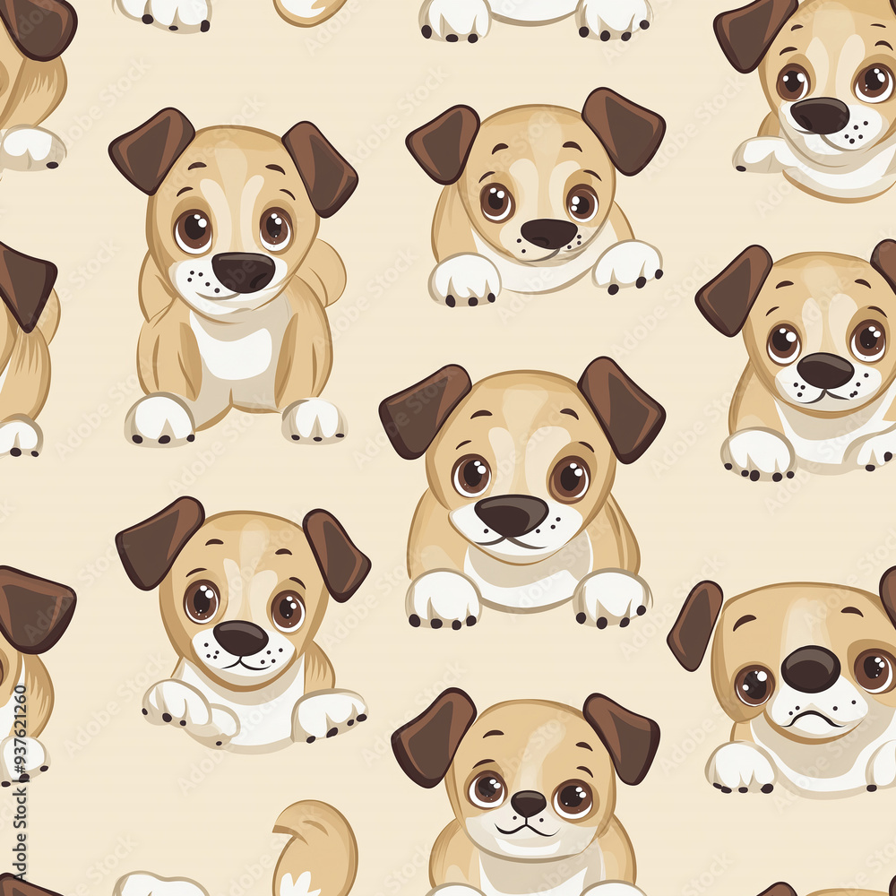 Obraz premium vector illustration Elegance Seamless color pattern on background, simple modern pattern with dog, flat design for printing, clothing, packaging and postcards