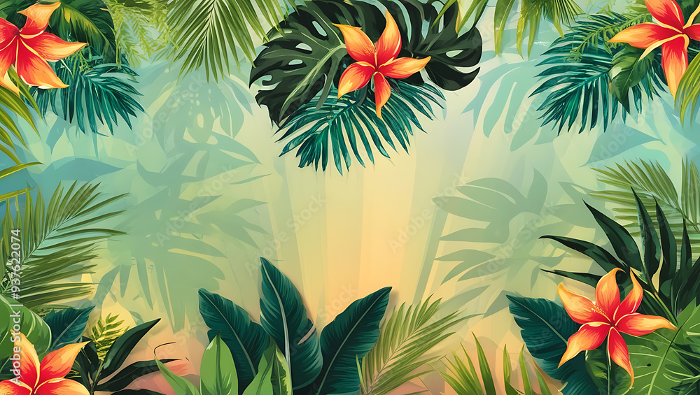 A colorful leafy background with a variety of different colored leaves scattered throughout. The image has a vibrant and lively feel to it A colorful leafy background with a variety of different colored leaves scattered throughout. The image has a vibrant and lively feel to it