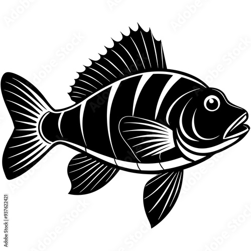 climbing perch fish silhouette Vector SVG