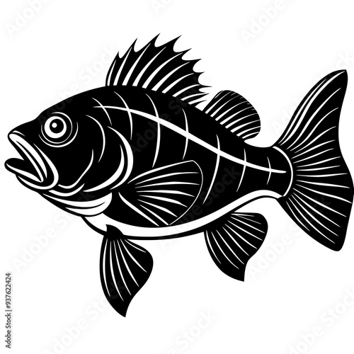 climbing perch fish silhouette Vector SVG