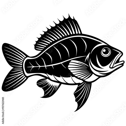 climbing perch fish silhouette Vector SVG