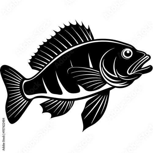 climbing perch fish silhouette Vector SVG