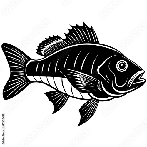 climbing perch fish silhouette Vector SVG