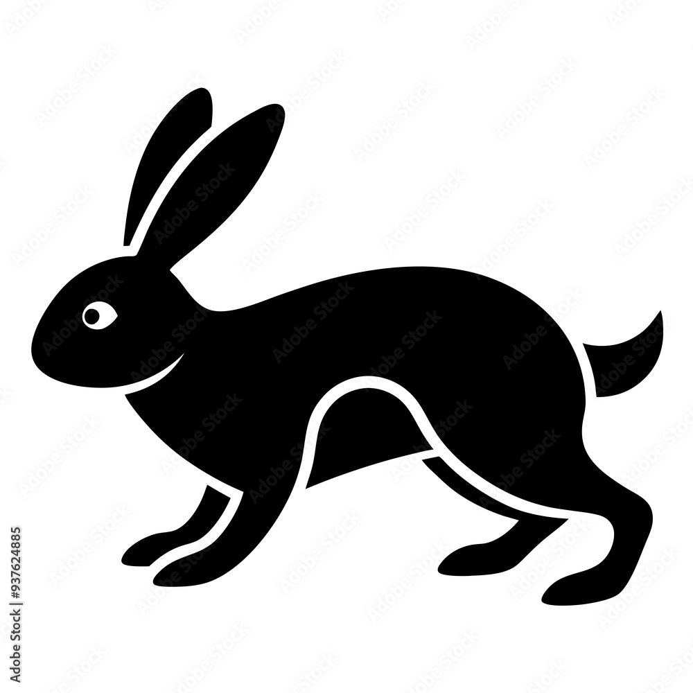 Obraz premium A sleek, popular icon of a bounding rabbit for wellness products.