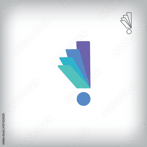 Creative folding exclamation mark modern logo. Corporate company and alphabetical icon set. vector