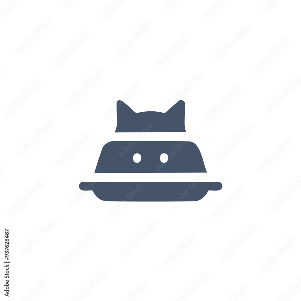 Fototapeta premium Cat bed icon design. Simple, minimalist cat bed icon in dark blue on a white background. Perfect for website design, app design, and branding.
