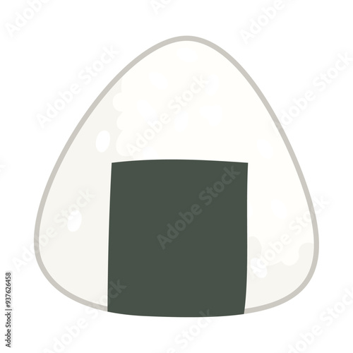 海苔で巻かれたおにぎり。フラットなベクターイラスト。
Onigiri (rice ball) wrapped in seaweed.  Flat vector illustration.