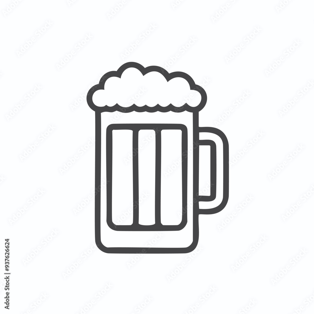 Beer mug outline icon. Simple line art icon of a beer mug with foam. Perfect for use in brewery, pub, bar, and restaurant related designs. Beer mug outline icon. Simple line art icon of a beer mug with foam. Perfect for use in brewery, pub, bar, and restaurant related designs.