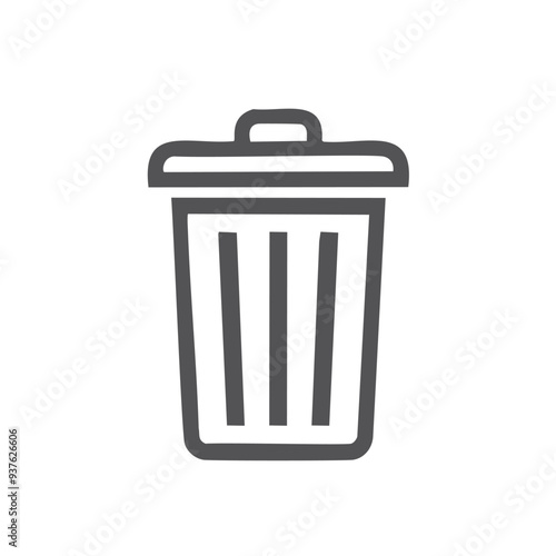 Trash can outline icon. Simple black and white outline icon of a trash can with lid. Ideal for website design, mobile apps and user interface.