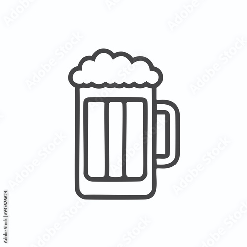 Beer mug outline icon. Simple line art icon of a beer mug with foam. Perfect for use in brewery, pub, bar, and restaurant related designs.