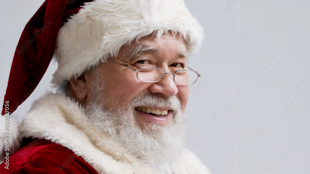 Obraz premium close-up photo of santa claus smiling with plain white background