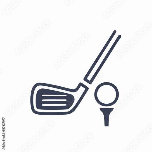 Golf club and ball icon. Simple, minimalist vector graphic of a golf club and ball. Perfect for use in website design, apps, or presentations.