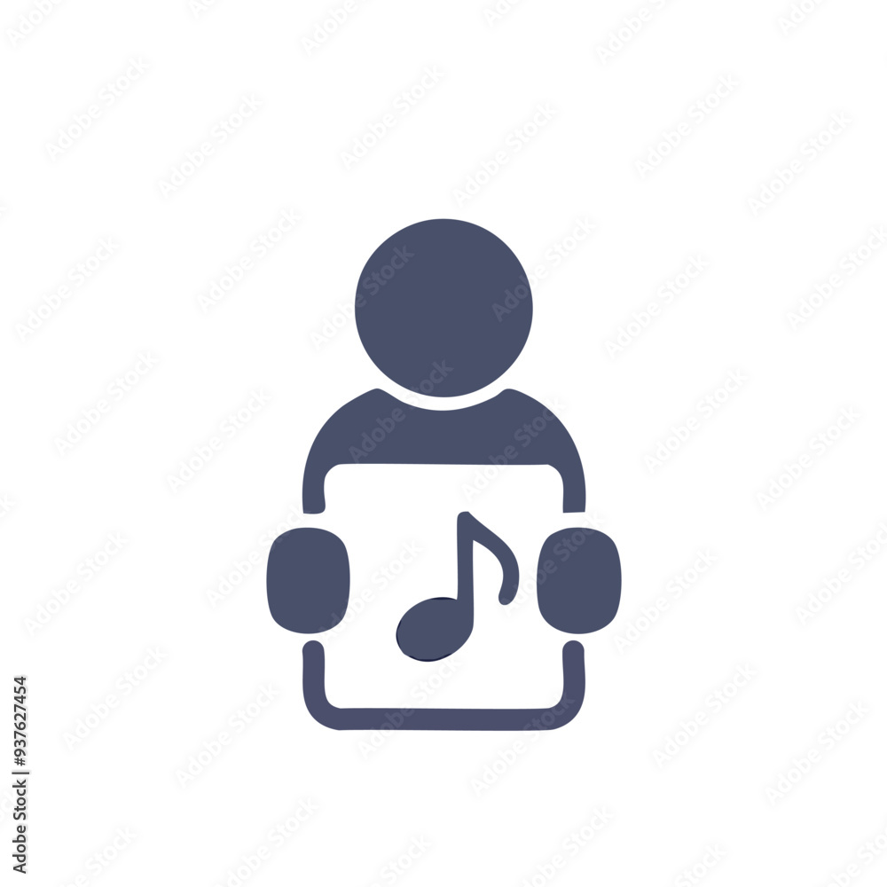 Person holding music note icon. A simple icon of a person holding a music note symbol on a white background. Person holding music note icon. A simple icon of a person holding a music note symbol on a white background.