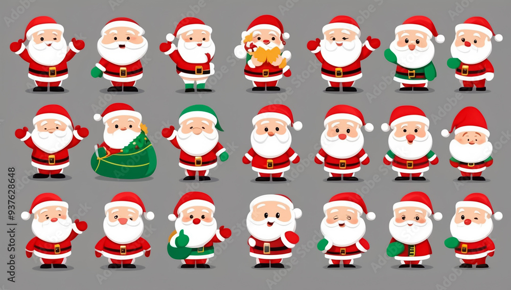 Set of different Santa Claus stickers Set of different Santa Claus stickers