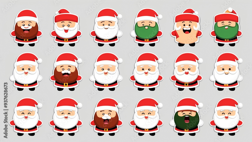 Set of different Santa Claus stickers Set of different Santa Claus stickers