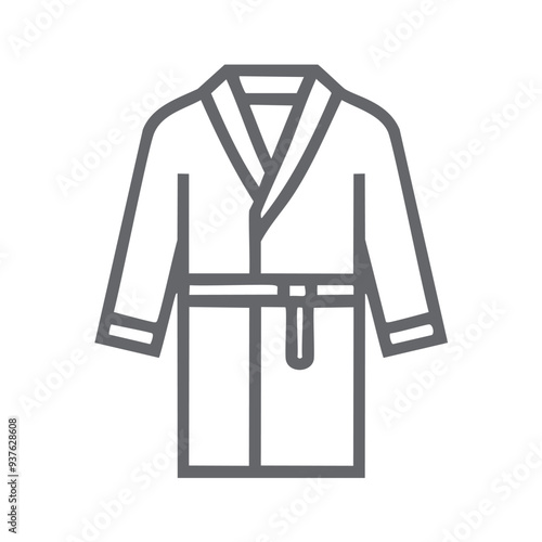 Comfortable long sleeve robe outline icon. Simple line icon design of a comfortable, long sleeved bathrobe with a belt, perfect for hotel, spa, or home wear.