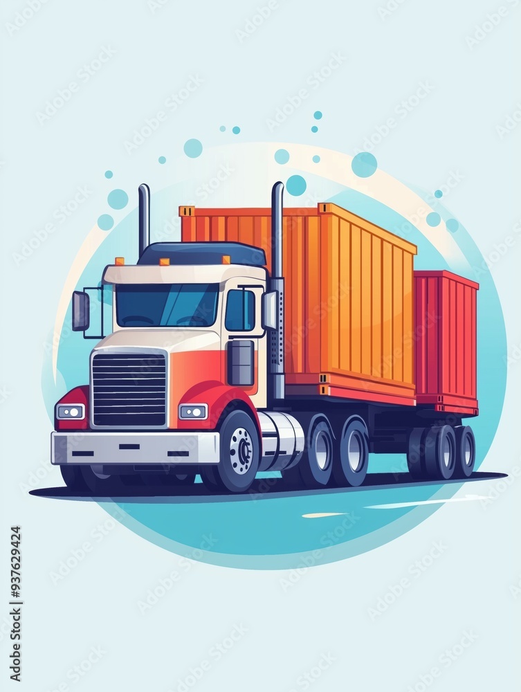 Minimalist Truck Icon with Containers | Front-Facing Transport Graphic ...