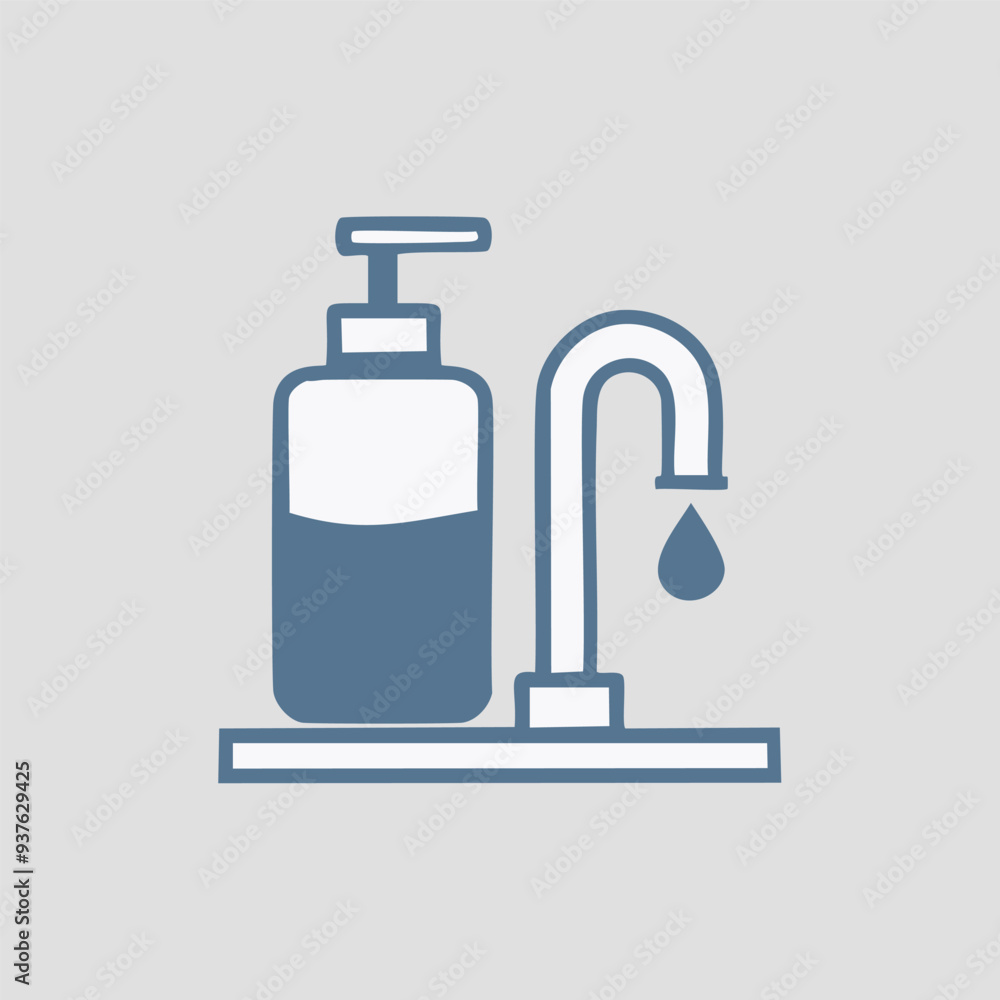Hand washing station icon. Simple icon of a soap dispenser and faucet on a counter. Perfect for sanitation and hygiene related projects. Hand washing station icon. Simple icon of a soap dispenser and faucet on a counter. Perfect for sanitation and hygiene related projects.