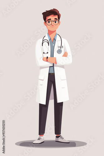 A man Doctor in flat style.